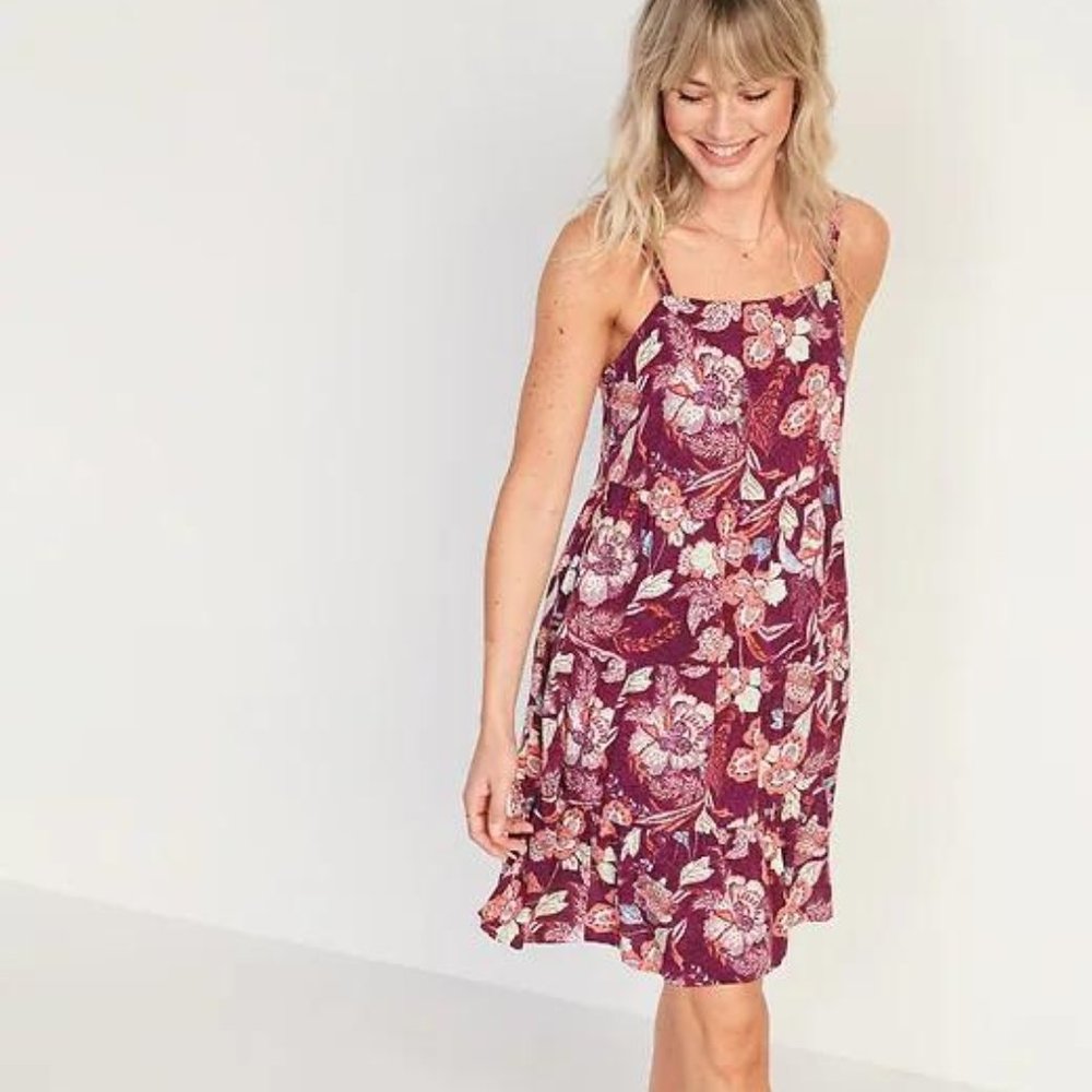 Old Navy Sleeveless Tiered Floral-Print Swing Dress for Women New - Picture 1 of 2